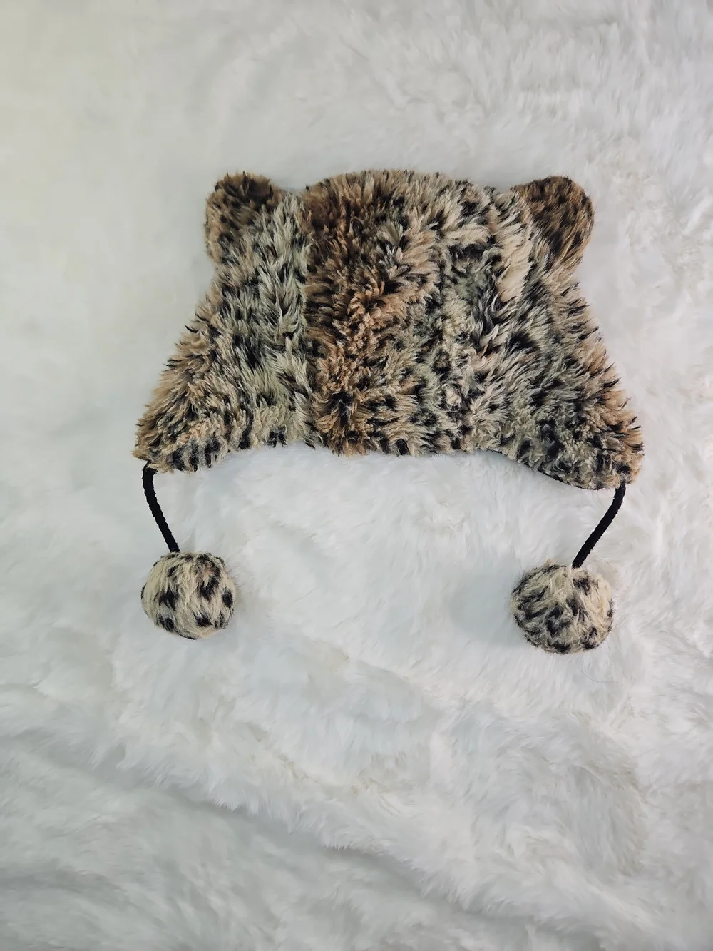 Plush Faux Fur Animal Ear Beanie Hat And Black Animal Ear Cap Childrens Small